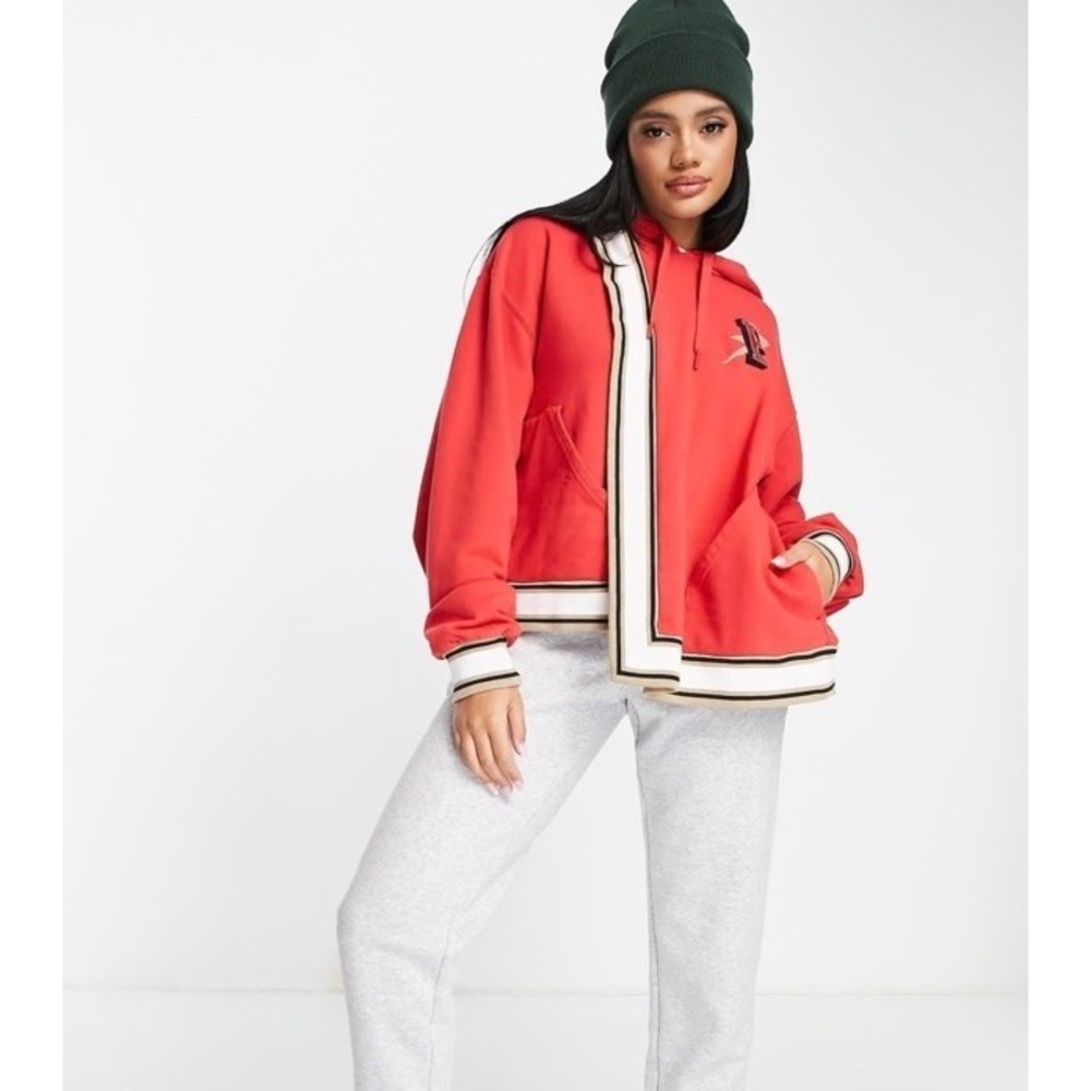 Puma by June Ambrose hoodie with asymmetric hem in red Size Medium - Picture 1 of 5